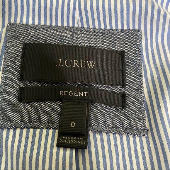 J. Crew Regent Blazer Jacket Chambray Denim Ruffles Academia Career Office Sz 0 - Picture 8 of 15